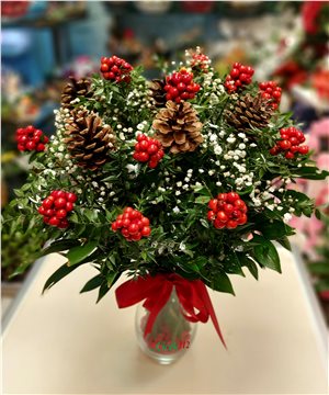 Paşabahçe Vazoda Kozalaklı Kokina Aranjmanı